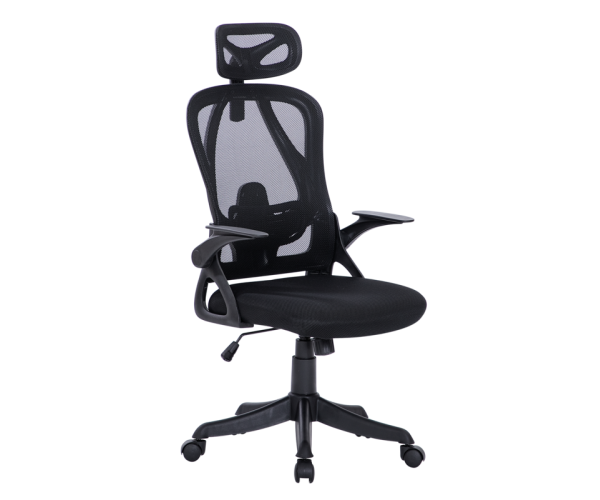 A8982 ΜΑΥΡO MESH ΠΟΛΥΘΡΟΝΑ ΓΡΑΦΕΙΟΥ 58X64X120/130εκ.